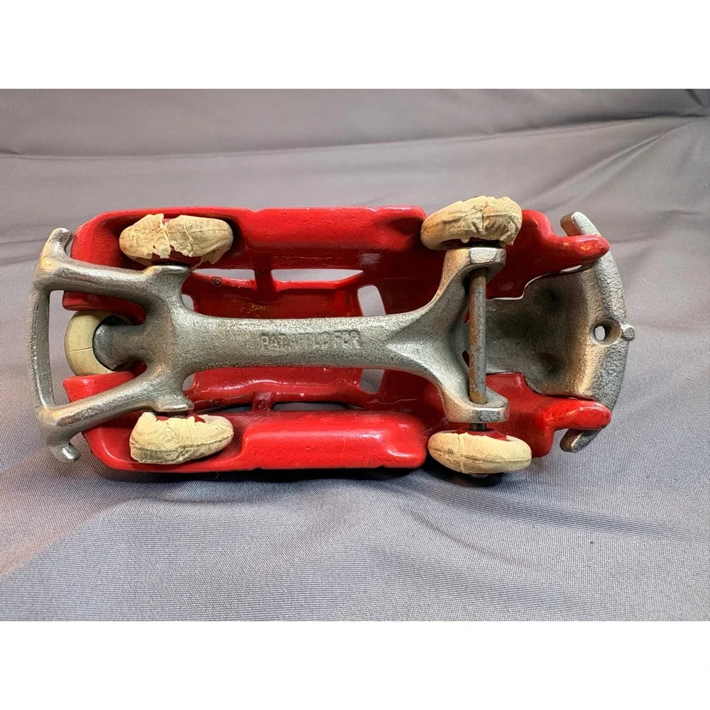 Vintage Red Cast Iron Coupe Toy Car Art Deco Streamline Pat Appl For E-52
